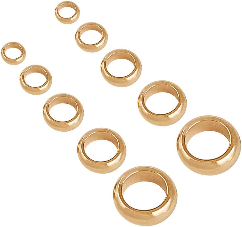 UNICRAFTALE 5 Sizes Golden Spacer Beads 100pcs 3-6mm Rondelle Stainless Steel Loose Beads Smooth Surface Beads for DIY Bracelet Necklace Jewelry Making - Image 5