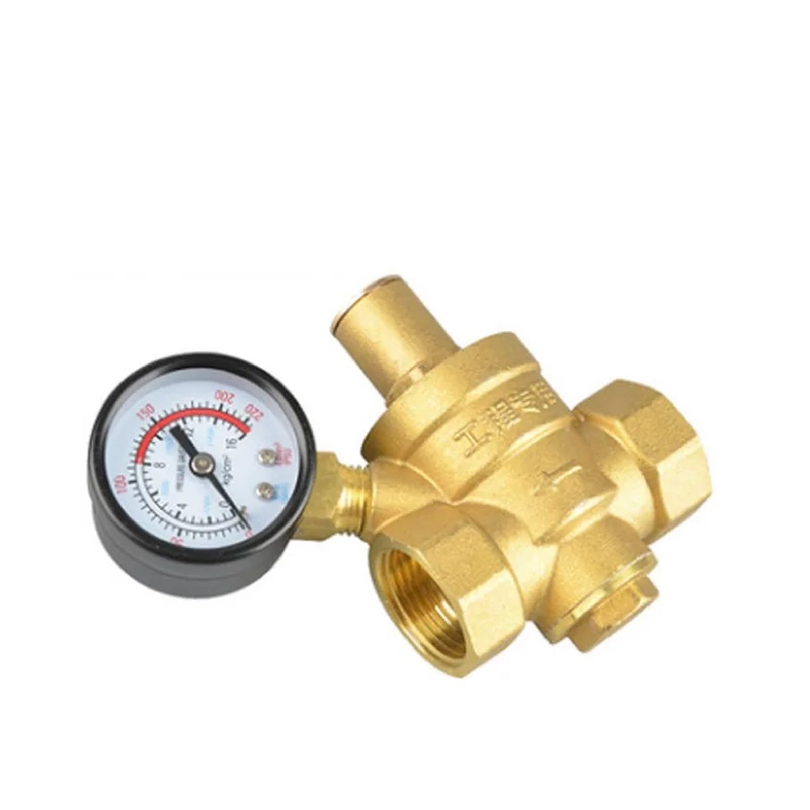 Ozliyy With Gauge 1Pcs Dn15 1/2" Brass Water Pressure Reducing Regulator Valve Adjustable Relief Valves Meter(With Gauge)