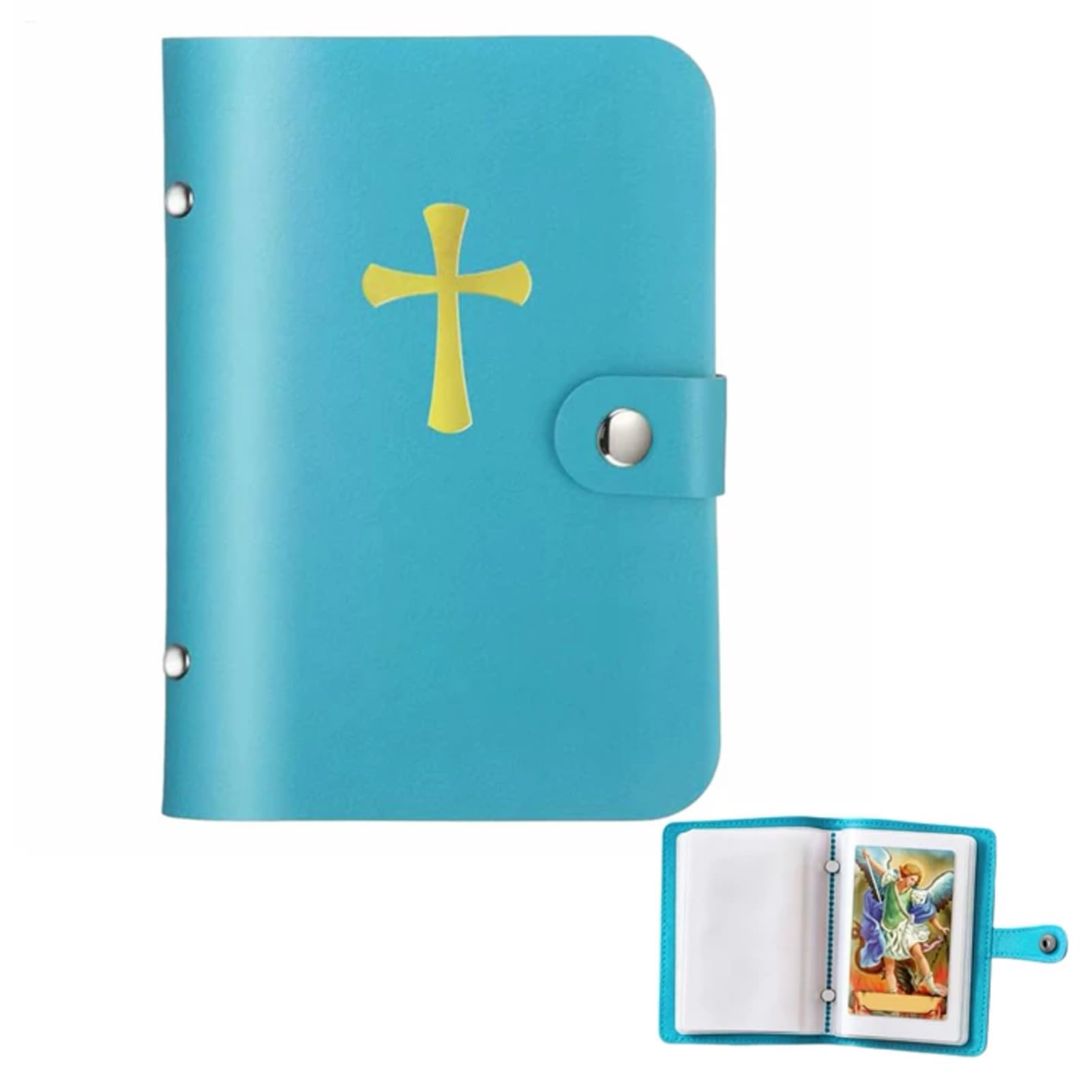 Holy Card Holder, 9X13CM Catholic Prayer Cards Holders, PU Leather Pocket Christian Prayer Cards Organisers Notebook, Portable Holy Prayers Card Holders for Catholic & Christian Gift