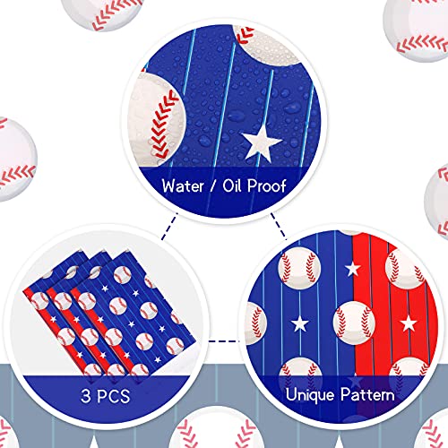 3 Pieces Baseball Tablecloth Baseball Party Decorations Disposable Baseball Table Covers Plastic Baseball Birthday Party Supplies Decorations For Baseball Event Party, 51.2 X 86.6 Inches #TOP2