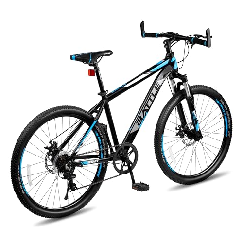 Image of Vaux Battle 518 Gear Cycle with 7 Speed Gear & Double Disc Brakes, 26T Gear Cycle for Men with 17 inch Alloy Frame & Front Lockout Suspension, Ideal Height 4'8 inch+ (Blue)