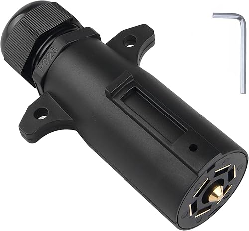 WOFTD Enchufe de remolque de 7 pines con sello impermeable 7 puntos de repuesto de cableado de remolque Adaptador de enchufe de 7 vías redondo