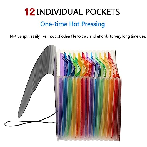 Image of NISUN 12 Pockets Portable Expandable File Folder, A4 /Letter Size | Accordion Document Organizer, Blank Labels Included, Home Office School Supplies