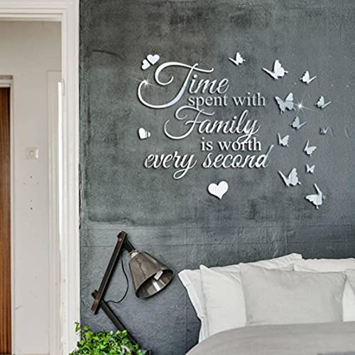 3D Acrylic Mirror Wall Stickers with Butterfly, Time Spend with Family Peel and Stick Mirror Wall Decal - Image 4
