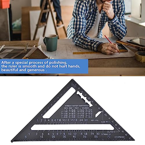 Regla triangular con transportador ángulo recto aluminio 7 pulg miniatura 4