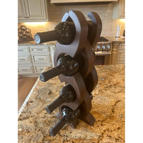 Soporte para 4 botellas de vino de madera nogal negro miniatura 2