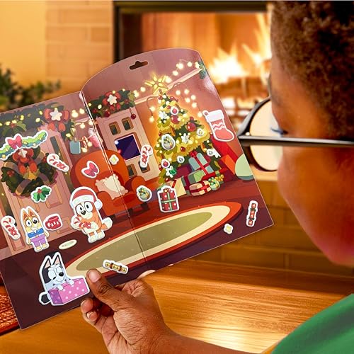 Image of Bluey Holiday Sticker Playset, 50+ Repositionable Stickers, Double-Sided Play Scene, Christmas Toys & Games, Stocking Stuffers, No-Mess Toddler Travel Toys, Holiday Road Trip Activities for Kids