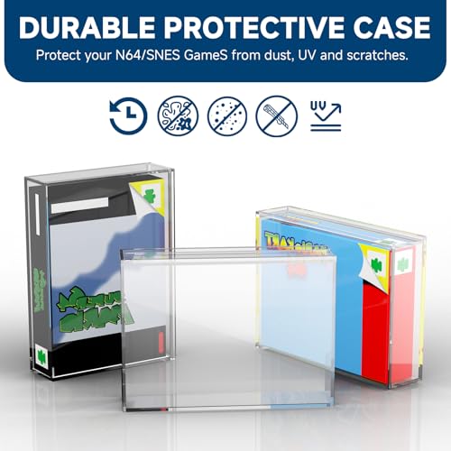 Image of Acrylic Video Game Box Protector for SNES N64 Games | 3MM Clear Display Case with Wall Mount, Compatible with SNES & N64 Game Box, Sturdy Acrylic Case for Collector, 1 Pack