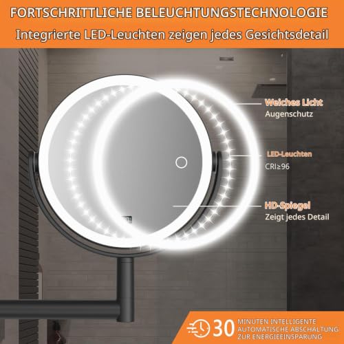 Auxmir Kosmetikspiegel mit Licht, 1X/30X Schminkspiegel Wandmontage – Ansicht 6