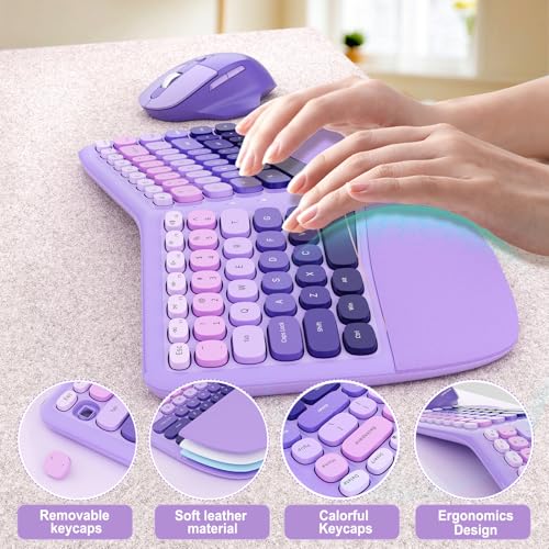 Image of Ergonomic Wireless Keyboard Mouse, Mechanical Gaming Set with Wrist Rest | Compatible With All windows and Type C Computer,With OTG & Long Clean Bruch,Ideal for PC, Home, Office and College