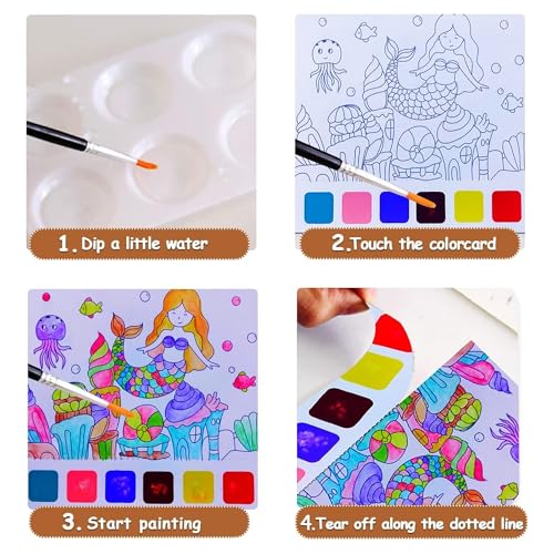 Image of Kidology Water Color Books for Kid, Painting Book with 20 Sheet, 1 Brush, Mini Watercolor Book, Educational Montessori Toy, Gift for Boys Girls, Art & Craft Travel Activity (Dream Ocean)