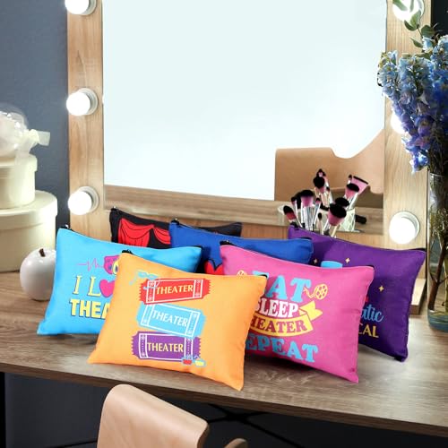 Reginary 12 Pcs Theater Makeup Bags Bulk Theater Gifts for Women Musical Broadway Cosmetic Bags Zipper Pouch Drama Comedy Tragedy Mask Gifts for Theatre Lovers Actors and Students4