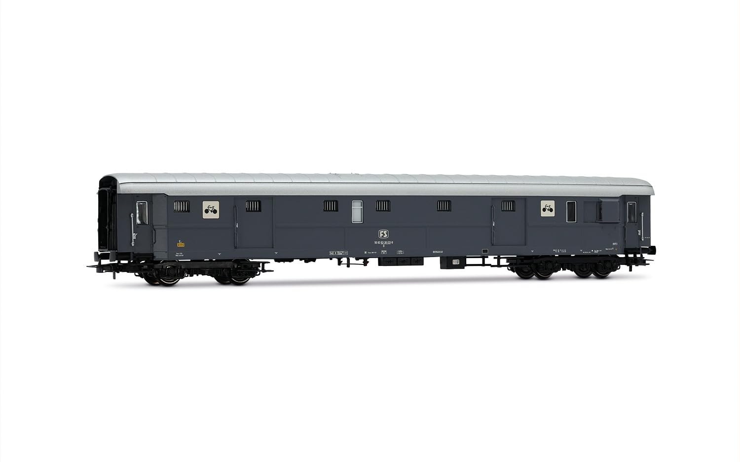 Rivarossi Hr4366 Fs, Opakowanie 2 Szt., Furgonetka Bagażowa Dz 83000 do Transportu Rowerów i Typ 1946 Bz 33010 2 Klasa, Szare Malowanie, Odc. Ivb, Tabor Wagonowy