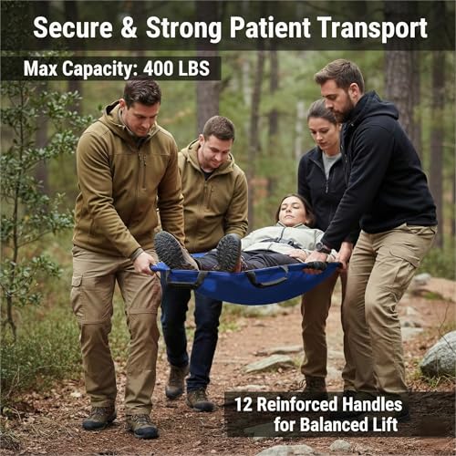 Image of Portable Vet Dog Stretcher Gurney with 12 Rubber Handles, 400 lbs