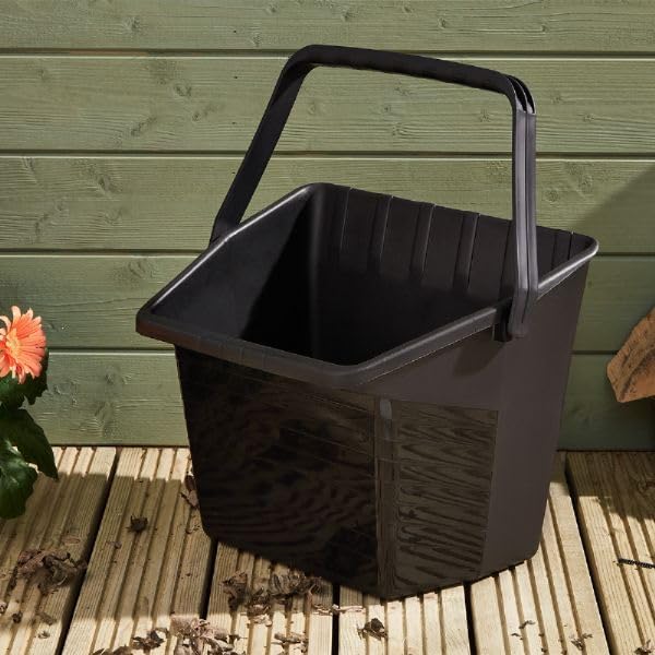 Black Outdoor Scoop Bucket for Garden, Yard, Storage