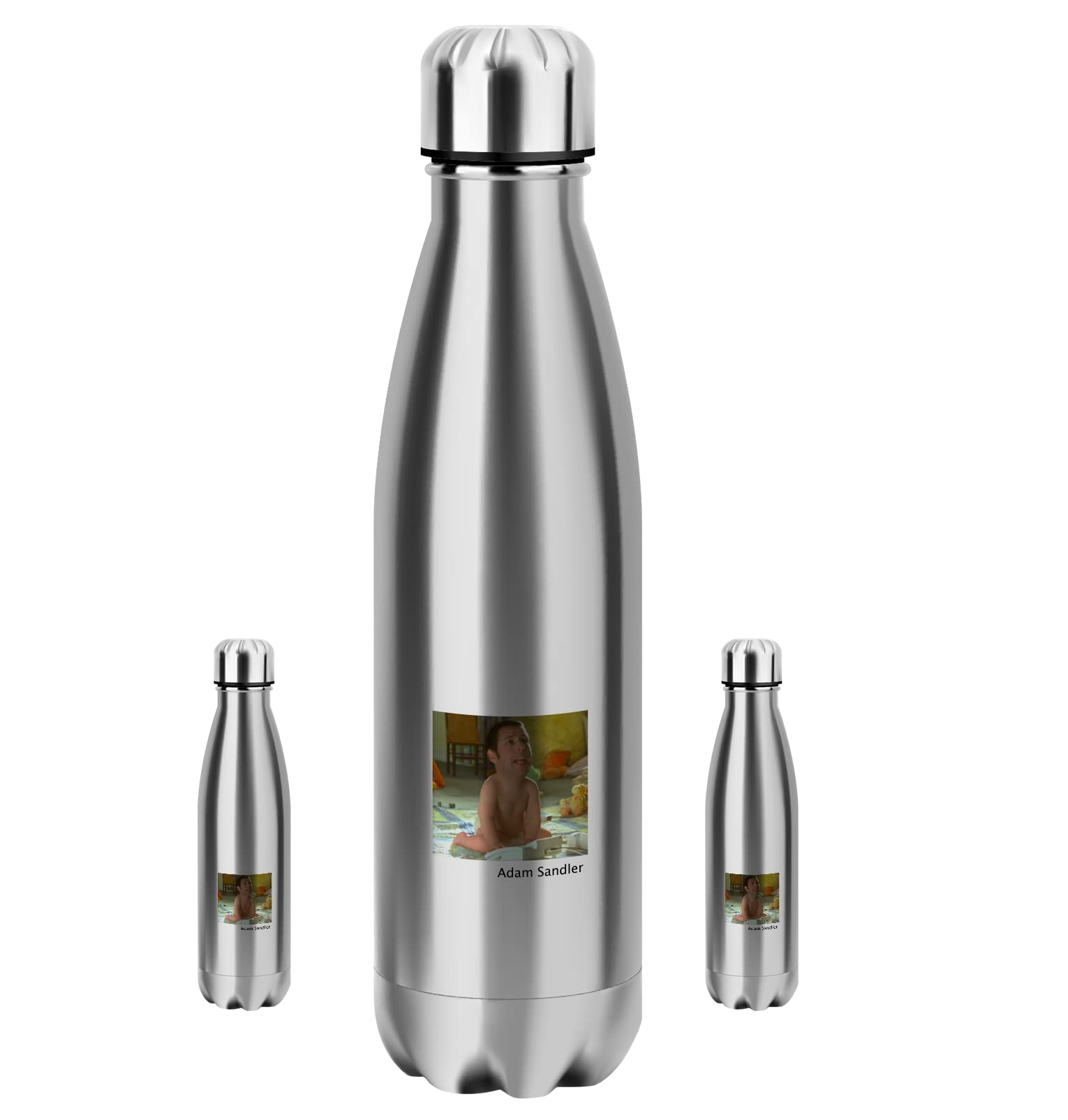 Baby Adam Sandler Head Funny Comedy Actor Water Bottle 16 oz Canteen Thermos Gift, for Hiking Funny 