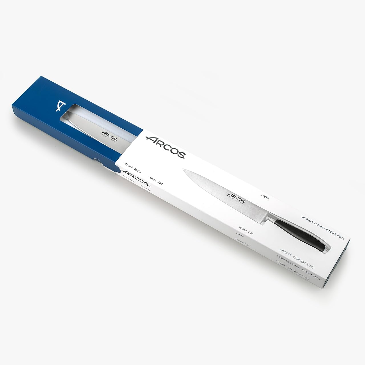 Arcos Cuchillo cocina laerie Kyoto - Hoja Acero Inoxidable forjado Nitrum 6" - Mango negro polioximetileno (POM) - Elegante y duradero (7'')