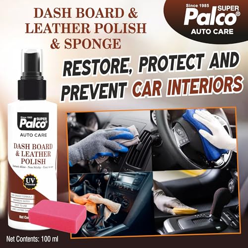 Image of PALCO Dashboard & Leather Car Polish 100ml, Wash and Wax Car Shampoo 500ml, Exterior & Interior Cleaner 500ml Each, Tyre Shinner 200ml, Available Microfiber Cleaning Cloth, Car Cleaning Kit