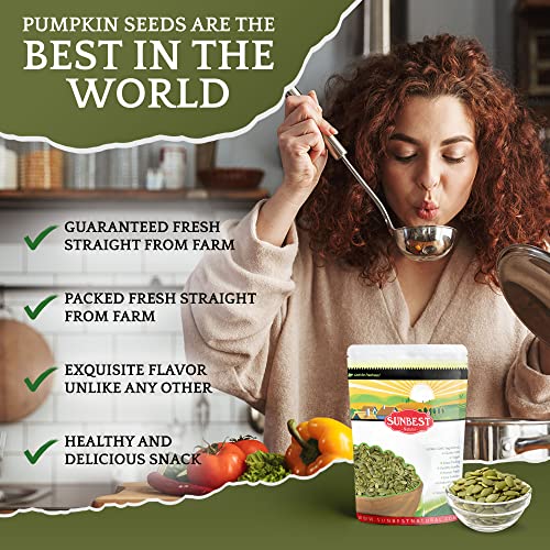 Sunbest Natural - Pumpkin Seeds Raw And Fresh, Pumpkin Seeds Unsalted, Whole Shelled Pumpkin Seeds, Kosher Seeds For Snacks, Pumpkin Seeds Bulk, Non-Gmo And Vegan Healthy Pumpkin Snacks, 3 Lbs. #TOP2