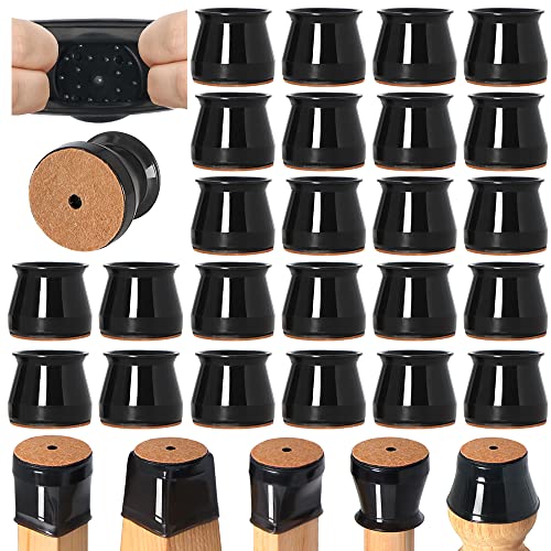 24 Pcs Chair Leg Floor Protectors for Hardwood Floors Silicone Covers to Protect Wood Tile Floors Felt Bottom Furniture Leg Caps Anti-Scratch Reduce Noise (Fit:1.3"-2")