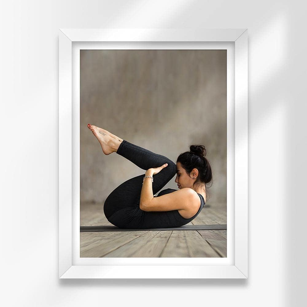DV DESIGN A3 White Framed Prints - Yoga Pose Studio Gym Frames Art Print 42 X 29.7 cm 280gsm Satin Gloss Photo Paper #46517