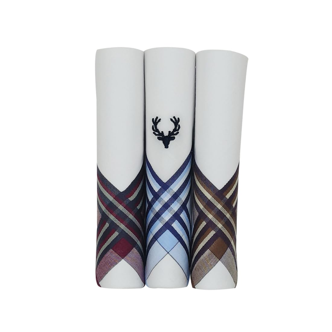 allen solly Men's Cotton Color Border Handkerchief (Pack of 3) - Maroon, Blue, Khaki-picture-22