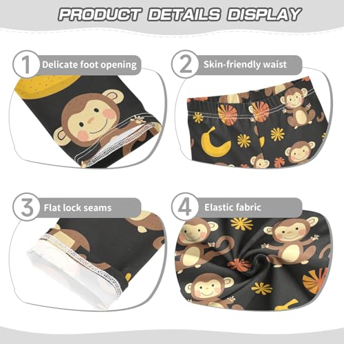 Lovely Monkey Banana Leaf Girls Casual Leggings for Kids Printed Long Pant Bottoms Stretch and Soft3