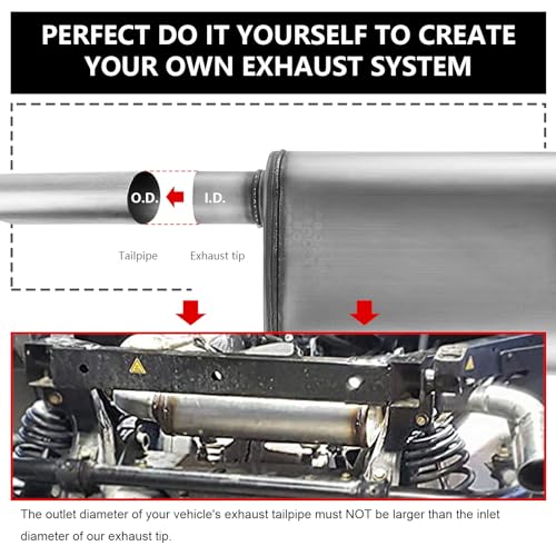 Image of 2in Muffler Deep Performance Tone 2'' Pipe Muffler Resonator with Universal Stainless Steel muffler for Cars, Trucks(2''Inlet /Outlet)