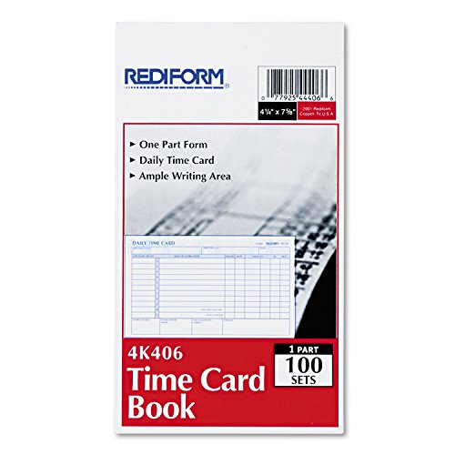 Rediform 4K406 Employee Time Card Daily Two-Sided 4-1/4 X 7 100/Pad #TOP5