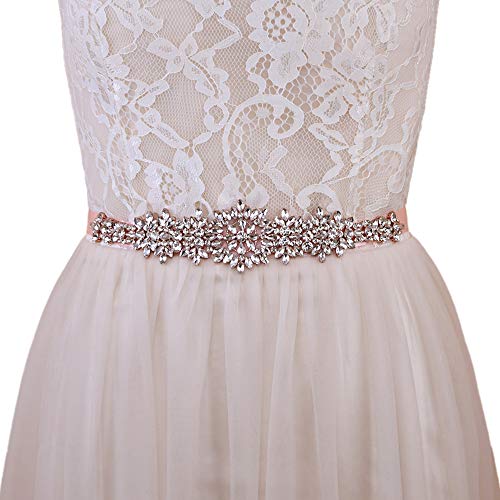 Preisvergleich Produktbild TOPQUEEN Strass Dünn Braut Schärpe Rhinestones Hochzeit Schärpe,Strass Hochzeit Gürtel,Diamanten Braut Gürtel (S319RG-VPK-0426)
