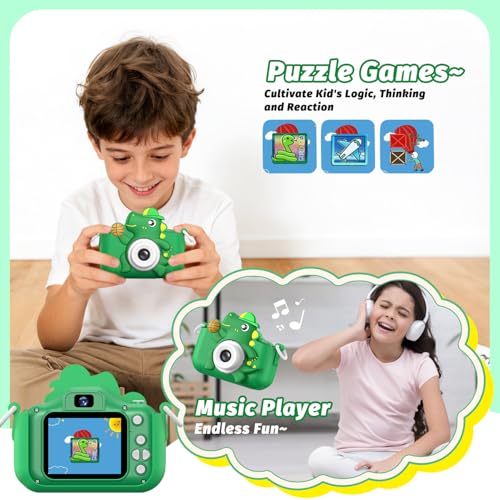 Image of Kids Camera Toy, masterbee Dinosaur Toys Camera for Kid Age 3-12, Christmas /Birthday Gifts for Boys and Girls, 1080P HD Kids Digital Camera, Children Camera Gift for 3 4 5 6 7 8 9 10 11 12 Year Old
