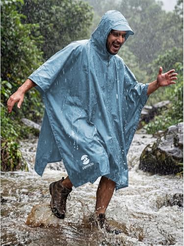 Image of SaphiRose Hooded Rain Poncho Waterproof Raincoat Jacket for Men Women Adults