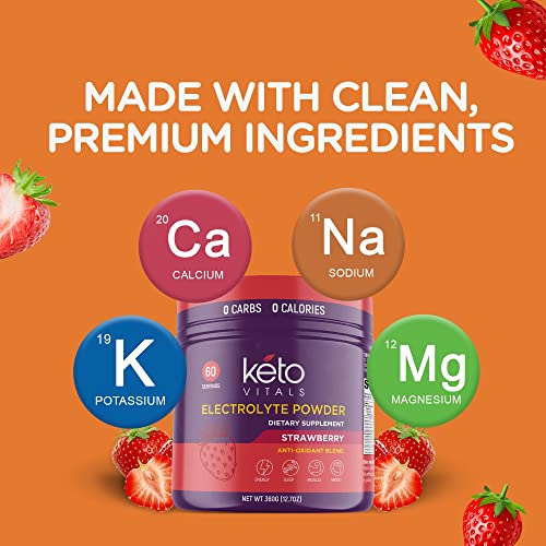 Image of Keto Vitals Antioxidant Electrolytes Powder - Blend Electrolytes with Potassium, Magnesium, Sodium, Calcium | Keto Electrolytes Supplement Energy Drink Mix | Sugar-Free, Zero Calories, Zero Carbs