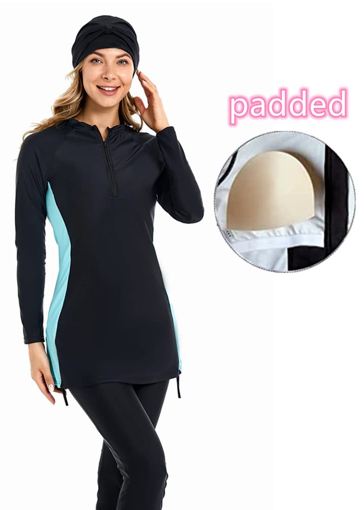 BlueSnow Costume da Bagno Musulmano da Donna a Copertura Totale Velo Islamico Delicato Costume da Bagno Burkini da Donna