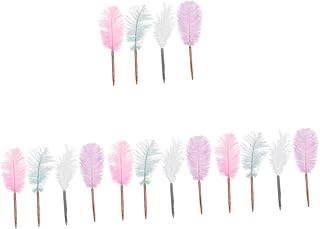 STOBOK Canetas 16 Pçs Canetas De Pluma Artificiais Canetas De Gel Pretas Canetas Brancas Canetas Fofas Macias Novidade Artigos De Papelaria Canetas De Gel Para Atividades