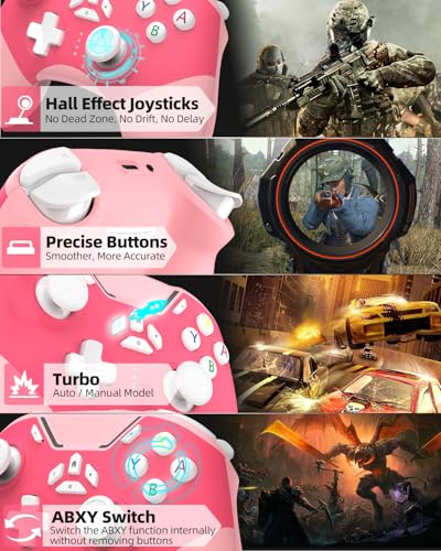 Image of Hall Effect iPhone Controller with Phone Clip, Wireless Bluetooth Game Controller for Android /iPhone /Apple Arcade MFi Games /PC /Switch with Macro /Lock Joystick Speed /6-Axis /Motors /Turbo /ABXY FUN Switch