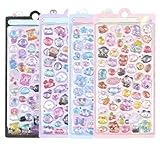 YIBOOOM シール 可愛い 立体 ごほうびシール キラキラな 4枚セット女の子 デコシール 貼り付け可能 手芸用品 贈り物 携帯電話飾り用 DIY用 手帳用 (A)