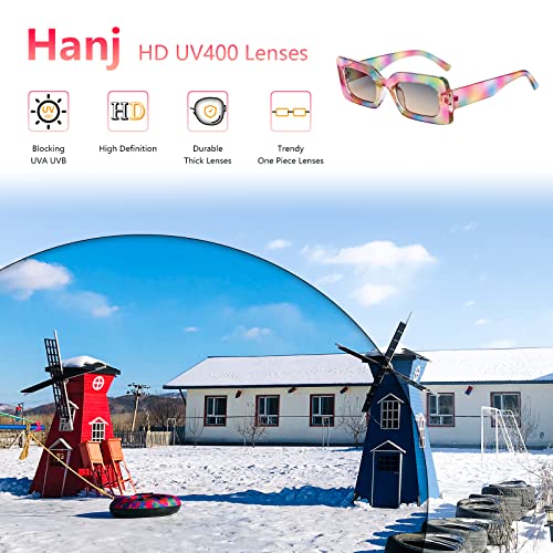 Hanj Square Trendy Sunglasses Womens Men Colorful Retro Rectangle Sun Glasses Vintage Shades4
