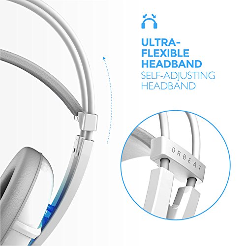 Sentey Gaming Headset Microphone Orbeat White Gs-4440 Audiophile Level Stereo Headphones For Pc, Mac And All Analog 3.5M Devices, Usb2.0 (Power Led Lights Only) + 2 X 3.5Mm Plugs (Mic And Sound) #TOP4