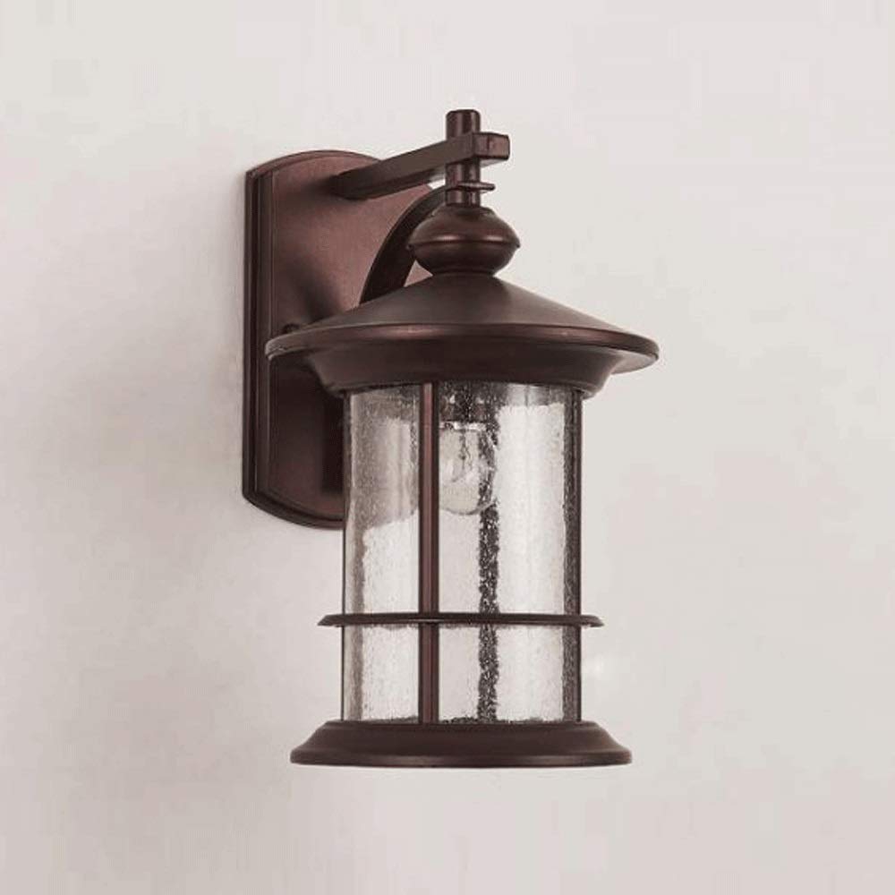 SXSCARKX American Country Minimalist Outdoor Wall Lamp Waterproof Doorway Courtyard Aisle Retro E27 Light Exterior Landscape Balcony Porch Frosted Glass Villa Black Sconce Dusk to Dawn Need