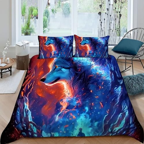 Housse de couette loup zippée 200x200 pour lit double sans plis - 3