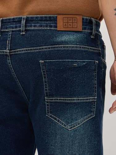 Image of Urbano Plus Men's Regular Fit Heavy Washed Denim Jeans Stretchable