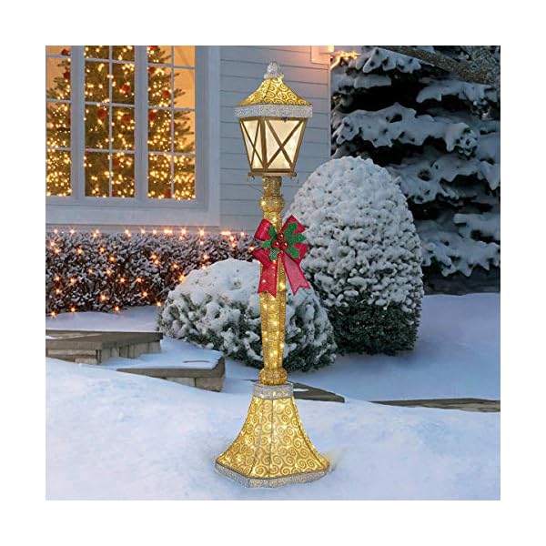 Seasonal Specialties Weihnachtlicher 1,8 m goldener Glitzer Lampenstab mit Schleife für Innen und Außen, 120 LED-Lichter…