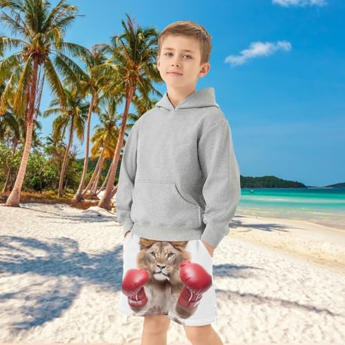 Boys Athletic Shorts with Pockets Funny Animal Wear Boxing Gloves Running Basketball Shorts for Youth 7-84