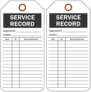 Service Record Tags, 6-1/4" x 3", White Vinyl, Package of 100