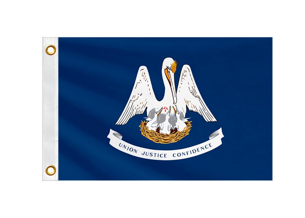 Double Sided Louisiana State Boat Flag 16x24 Inches for Bike Motorcycle Truck Small LA Nautical Flag 220D Heavy Duty Printed Nylon with 2 Brass