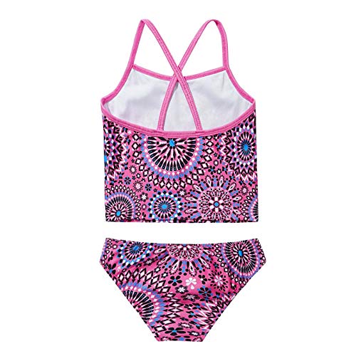 Kaerm Kids Girls Floral Print Swimsuit Tankini Bathing Suit Halter Crisscross Tops Bottoms Boyshort Swimwear2