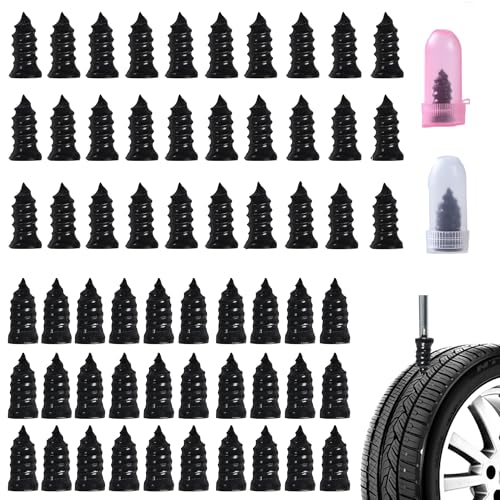 60 Pcs Tire Repair Screws, Tire Repair Rubber Nail, Screw in Tire Plugs,Quick Tool Tire Plugs, Self-Service Tire Repair Rubber Nail Kit for Patching Punctures in Vacuum Tires of Cars, Motorcycles
