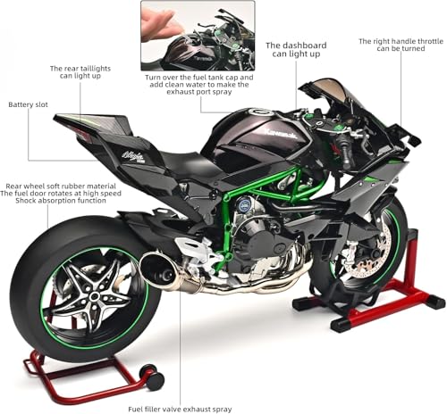 Image of Bestie toys 1 /6 Scale Kaawaasaki H2R Alloy Diecast Motorcycle with Sound & Light Features High Gloss Spray Finish Rubber Tires Premium Collectible Gift