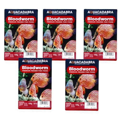 Aquacadabra Frozen Bloodworm Fish Food 5x 100g for Tropical Fish
